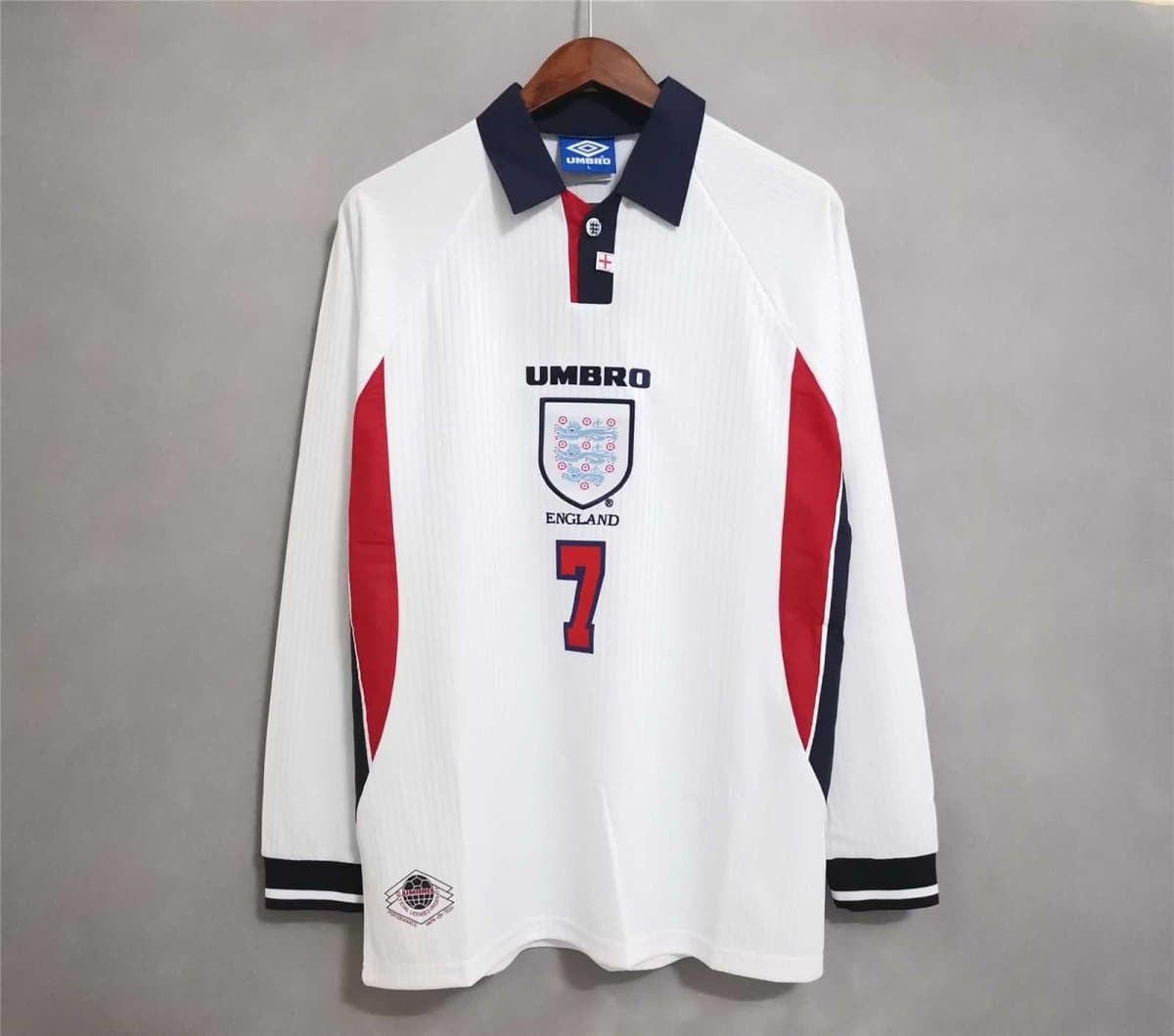 England 1998 Retro Long Sleeve Jersey